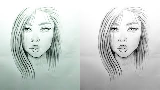 Easy Drawing of a Girl's face - How to Draw a Cute Girl Face step by step for beginners