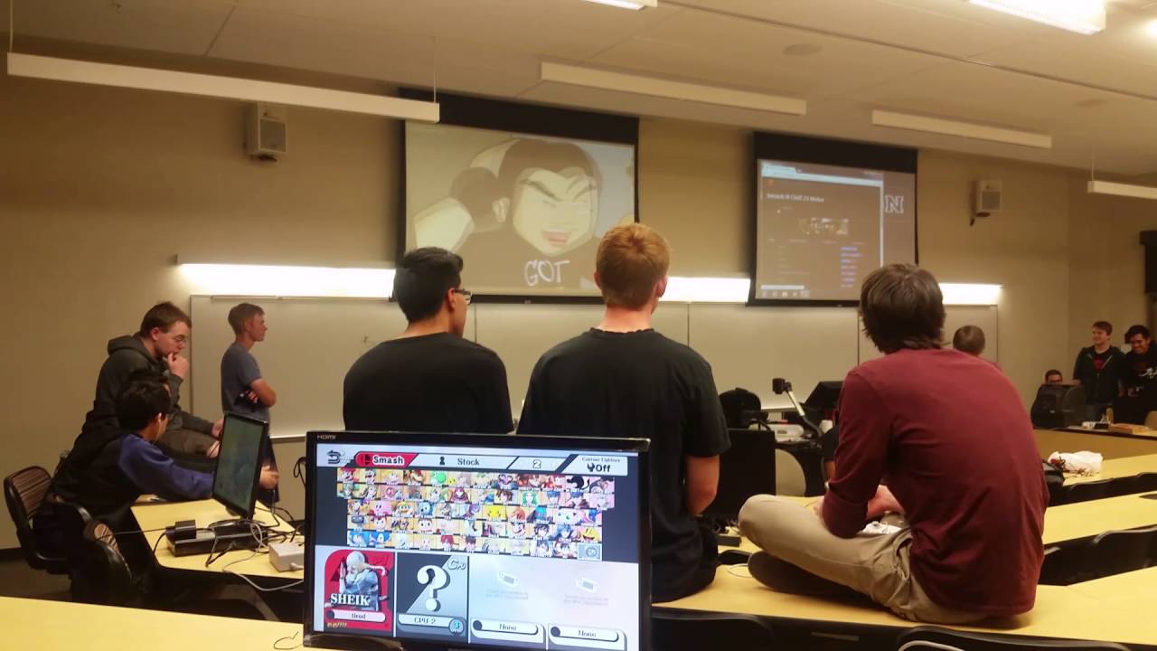 The Nutshack but left in a loop at a Super Smash Bros tournament projector