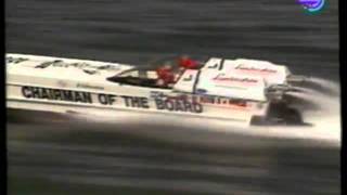 Chuck Norris and Kurt Russell driving in a powerboat race in 1990!!!!!