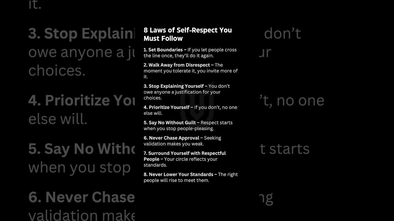 8 Laws Of Self Respect You Must Follow