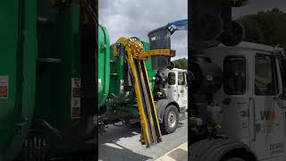 Recycle truck on a small bin #wastemanagement #garbagecollection #trashtruck #amrep #autocartruck