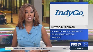 5 injured in crash involving IndyGo bus in downtown Indy