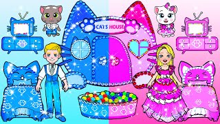 Học Làm Búp Bê Giấy  Rapunzel Trang Trí Nhà Mèo Talking Tom Hồng Xanh  Câu Chuyện Của Barbie