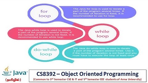 Java | for | while | dowhile | Looping | Programs | Object Oriented Programming | Tamil | 14