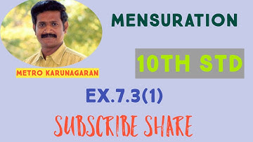 10th Std Maths Ex.7.3(1) A vessel is in form of hemisphical bowl mounted by a hallow cylinder. The d
