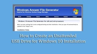 how to create an unattended usb drive for windows 10 installation