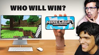 Minecraft Battle : Mobile VS PC 🔥 (Who will Win?) with @GamerFleet