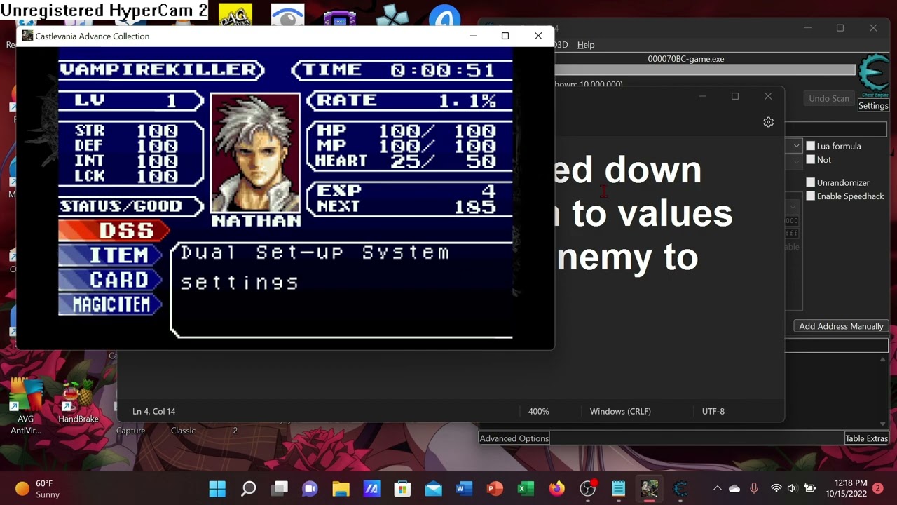 How to Lock Your Level at 1 in Castlevania the Advance Collection with Cheat Engine