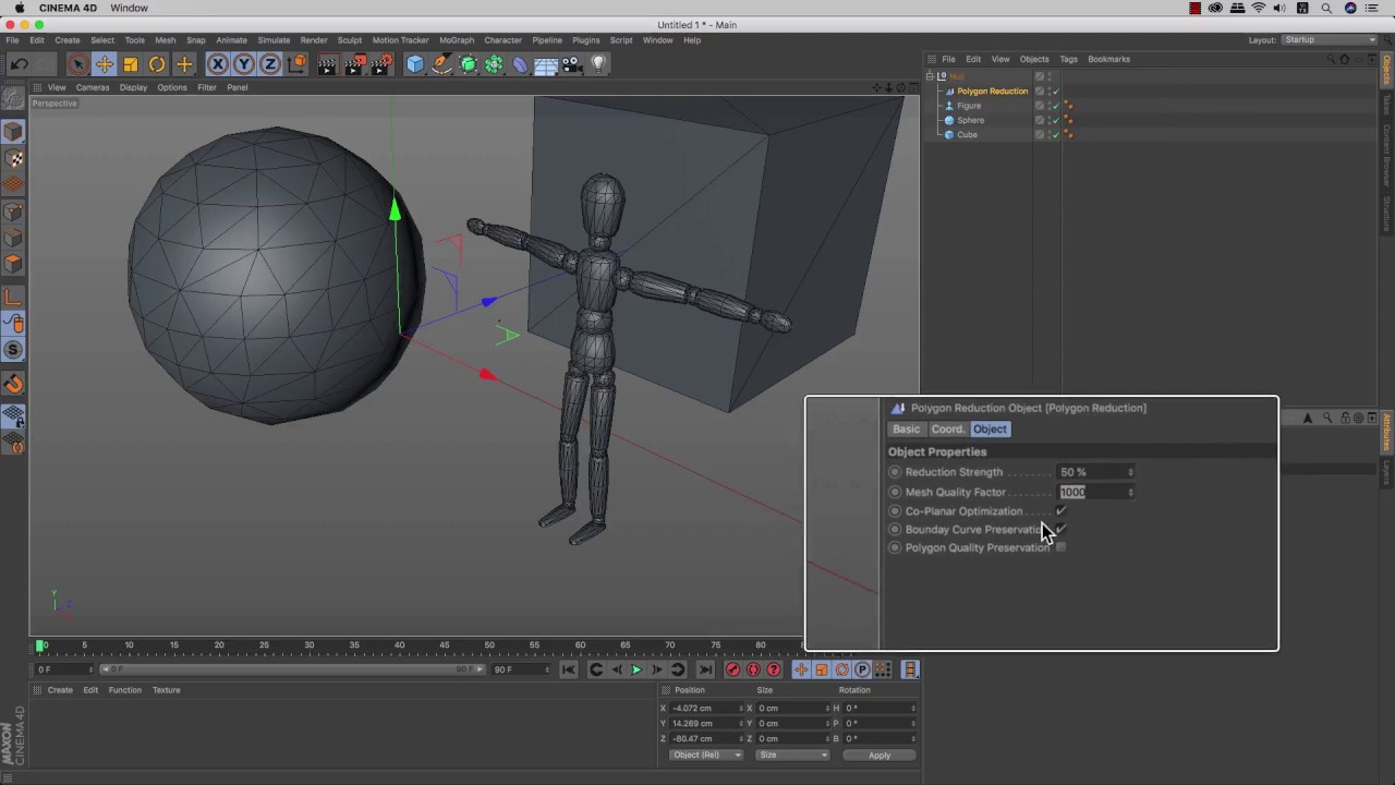 Cinema 4D - 17.17 - Nhóm Deformer - Polygon Reduction (giảm đường lưới ...