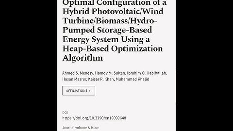 Optimal Configuration of a Hybrid Photovoltaic/Wind Turbine/Biomass/Hydro-Pumped Stor... | RTCL.TV