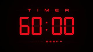 60 Minute Countdown Timer ⏱ Digital RED Clock with Alerts ⭕️