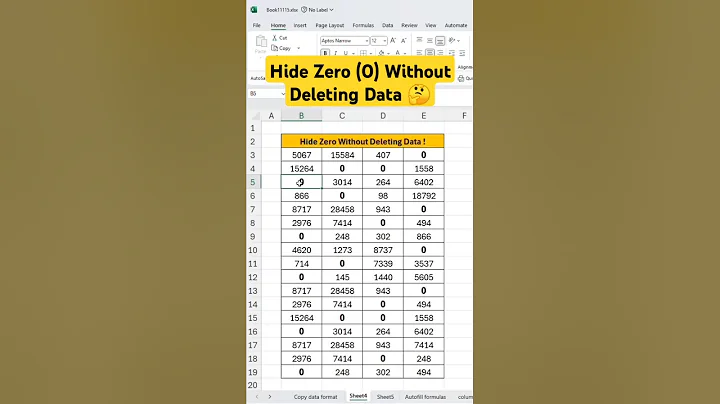 Hide zero without deleting data #excel #spreadsheetmagic #spreadsheetformula #dataextractor #chart