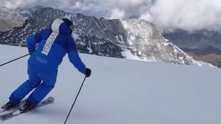 Andrea Mammarella, Italian national Ski instructor warming up in Stelvio Pass Glacier 🇮🇹