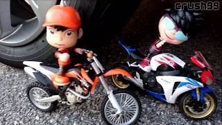 Boboiboy Galaxy Experiment Crushing Crunchy & Soft Things by Car