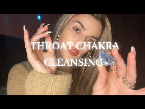 Reiki ASMR | Throat chakra cleansing | Plucking, crystals, smoke ...