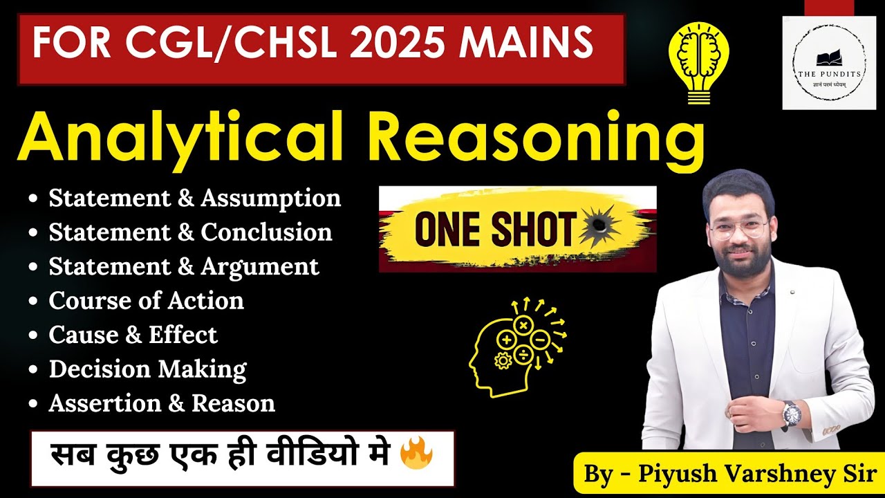 Analytical Reasoning One Shot for SSC CGL/CHSL 2025 Mains by PIYUSH ...