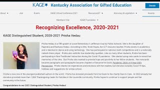 KAGE Distinguished Student Award, 2020-2021 Prisha Hedau