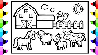Animal Farm Drawing Easy | Animal Farm Drawing and Coloring for Kids and Toddlers | Let's Learn