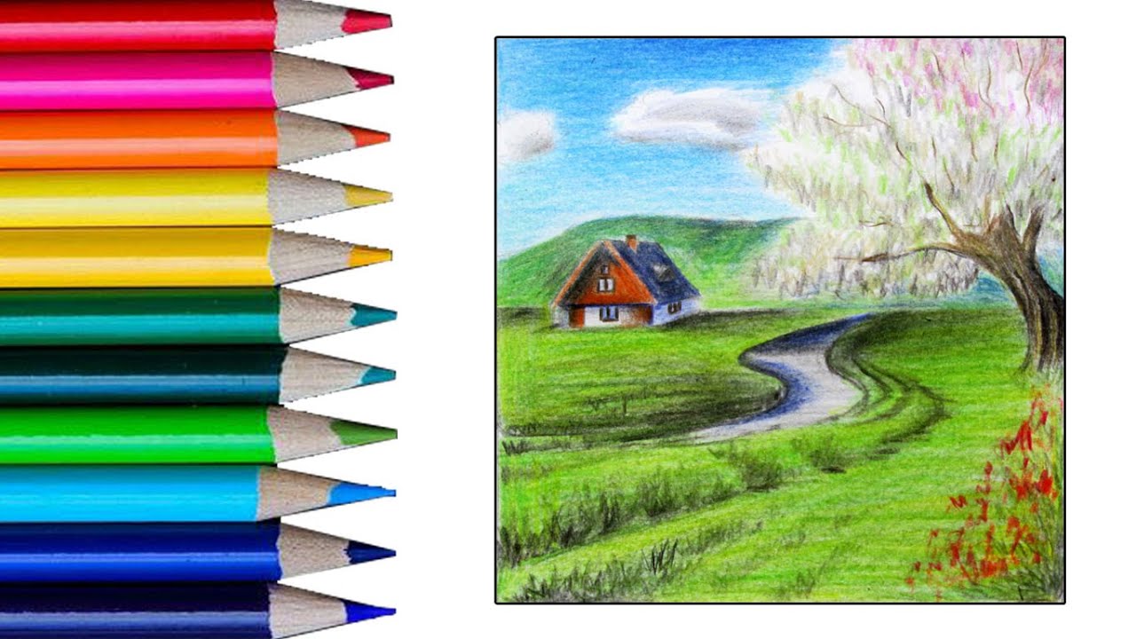 A Quick and simple painting with colored pencils / Step by step YouTube