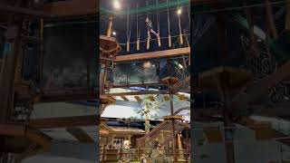 Don’t fall! Will he make it?! Howlers Peak Ropes Course Great Wolf Lodge @Sam-1244