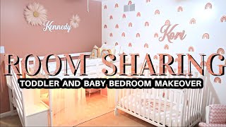 BABY & TODDLER SHARING A BEDROOM | GIRLS RAINBOW BOHO BEDROOM MAKEOVER | BUDGET FRIENDLY DIY'S