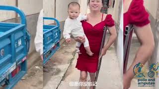 The life of a woman with polio: walking with crutches #polio 