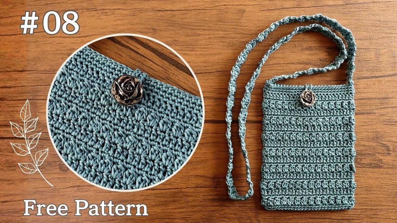 かぎ針編み スマホポーチ サコッシュ ショルダーバッグ 斜め掛け How to Crochet Phone Bag /  crochet mini bag / crochet pouch
