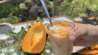 Papaya with a twist of milk and ice.