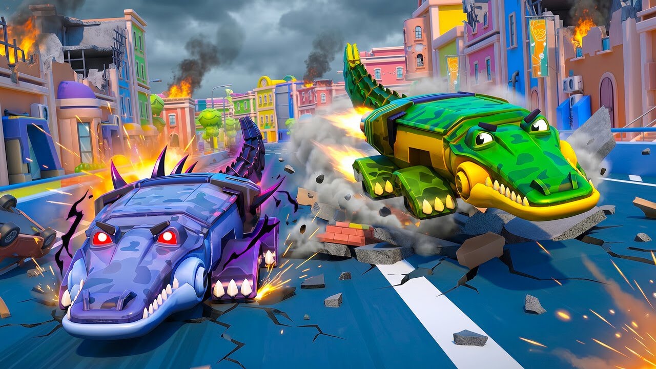 CROCODILE car VS EVIL TWIN! Who will win? | Construction Trucks for Kids