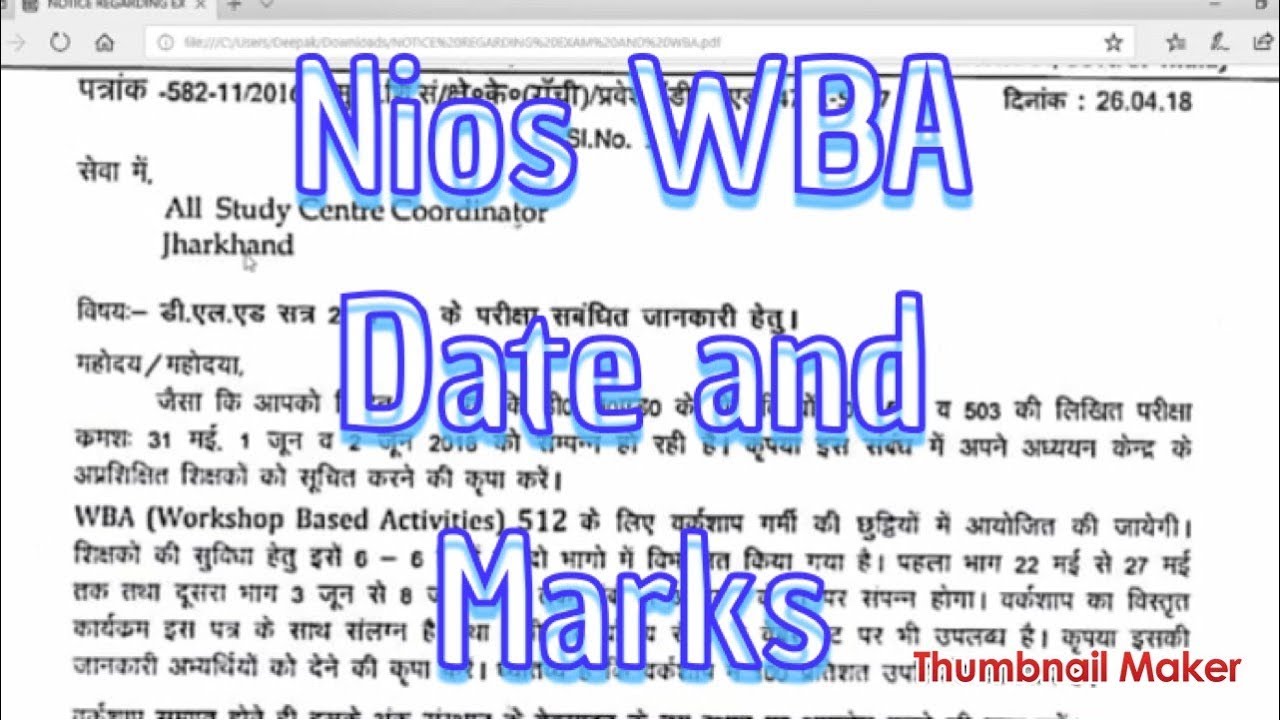 Nios D.el.ed official notice...(( WBA date & marks ))