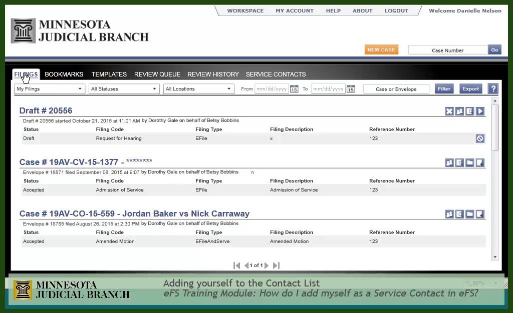 Esserve eFile and eServe: Adding a service contact - YouTube