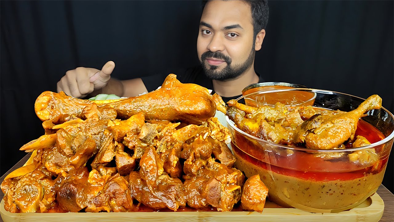 SPICY MUTTON CURRY, DUCK CURRY, RICE, MUTTON GRAVY, CHILI MUKBANG ASMR EATING SHOW | BIG BITES |