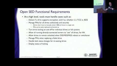 Managing self-encrypting HDDs with Lustre/ZFS (LUG17)