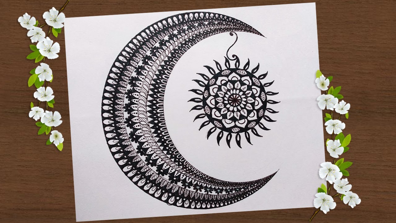 Decorative Mandala Art With Sun Moon Together How To Draw Mandala Art For Beginner Mandala Art Youtube