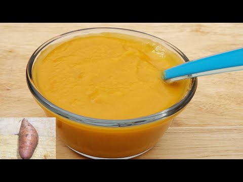 sweet potato puree for baby recipe   Homemade sweet potato puree for babies   baby food ideas