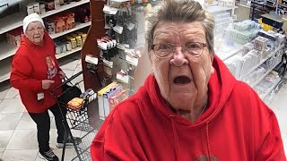 ANGRY GRANDMA CAUGHT STEALING!