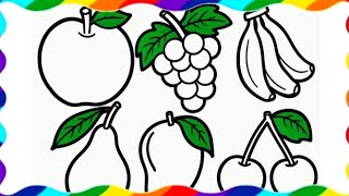 🍉🍓🍌 Learn Colors &amp; Draw Fruits | Big Marker Coloring for Kids 🎨 |🌈Coco Kids Drawing