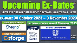 Upcoming Ex-Dates: 30 October 2023 – 3 November 2023 | Upcoming Corporate Actions | Dividends