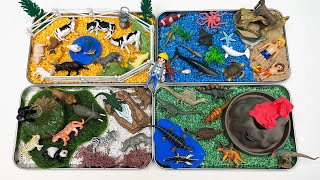 4 Type Small World for Animals| Safari Farm Dinosaur Sea Animals
