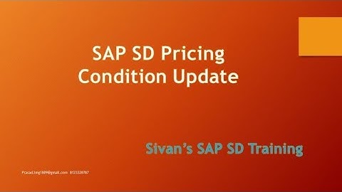 SAP SD Pricing Condition Update | Sivan