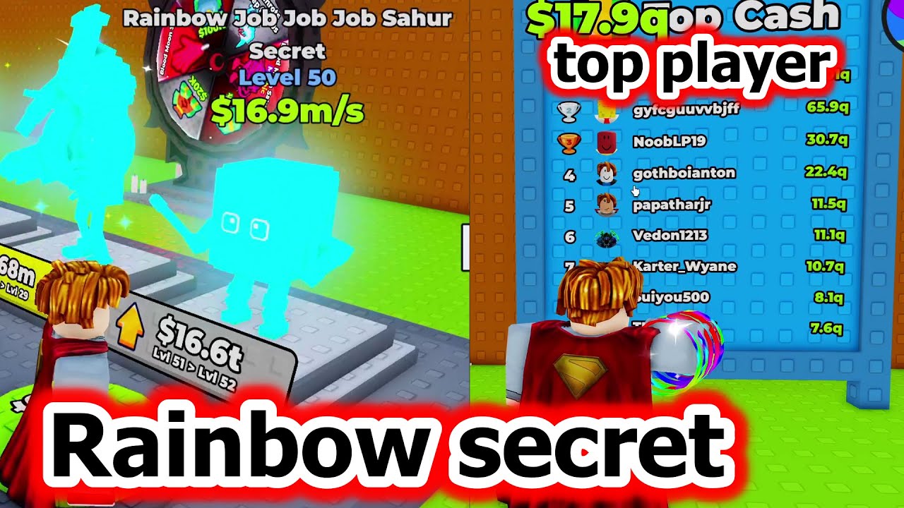 I got Rainbow secret and became top player! Roblox Don't Wake the Brainrots!