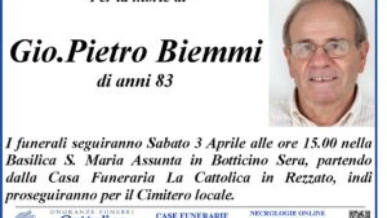🔴Ultimo Saluto a Gio Pietro Biemmi 3 aprile 2021 - YouTube