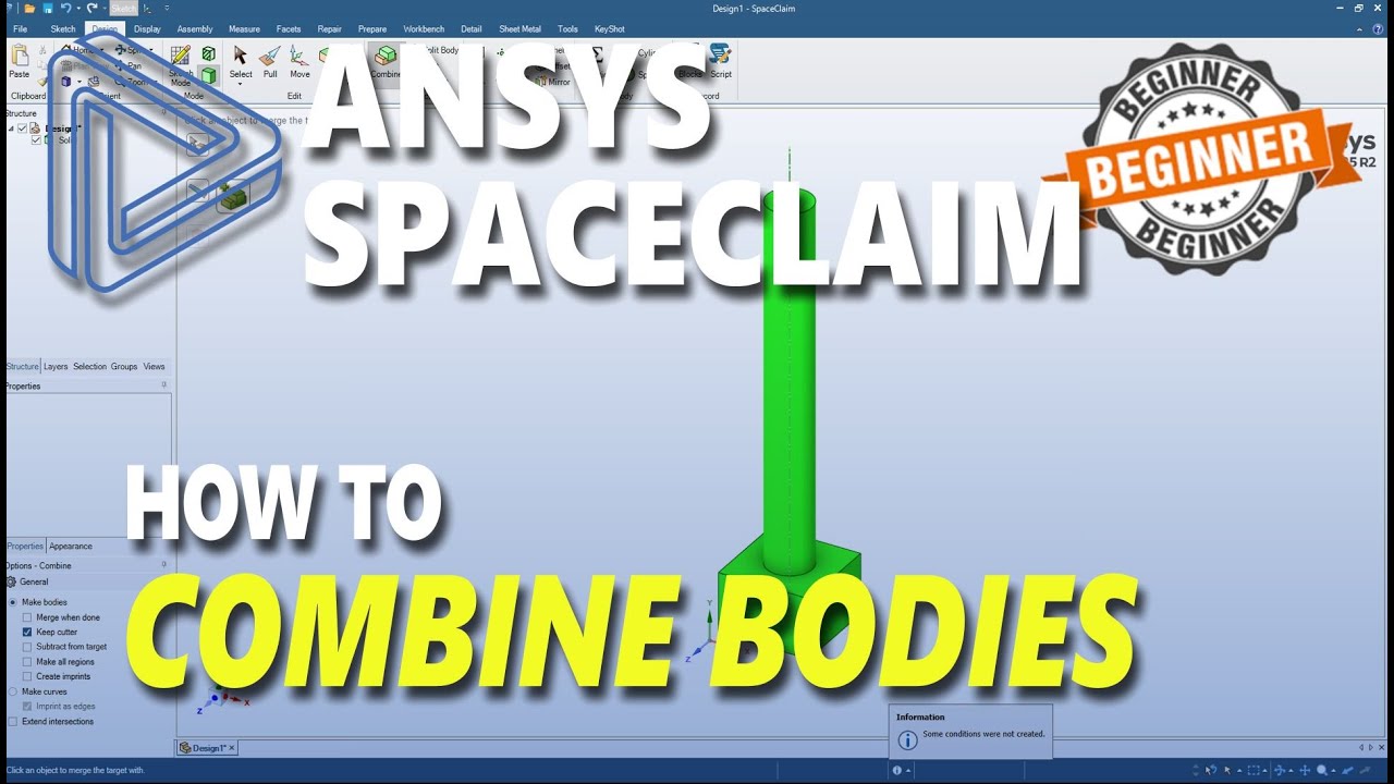 How To Combine Bodies In Ansys Spaceclaim - YouTube