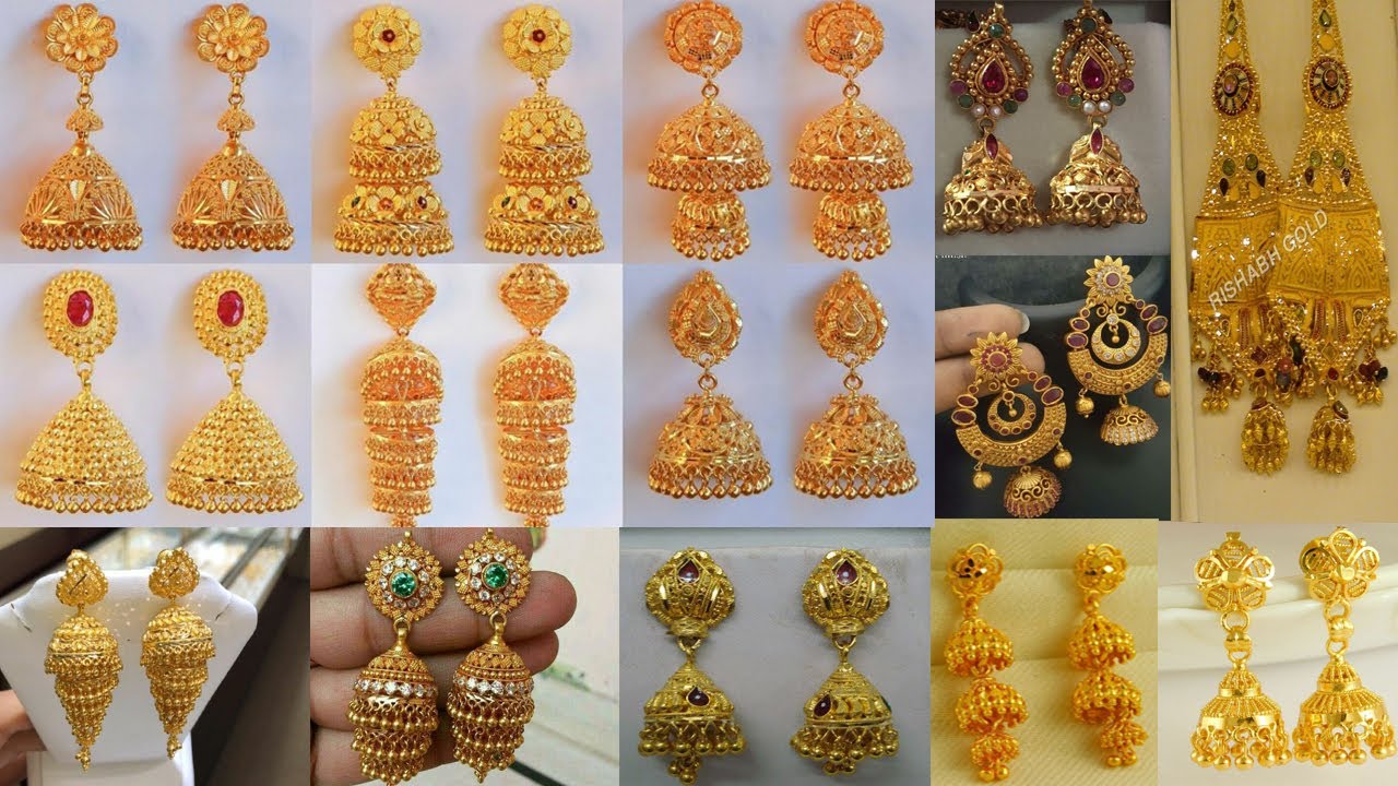 Latest Light Weight Gold Earrings deigns | gold jhumka,chandbali,hoop ...