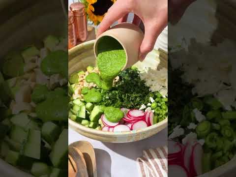 GOOD FOR YOUR GUT GREEN GODDESS SALAD RECIPE 💚 Healthy chopped salad recipe full of plant points!