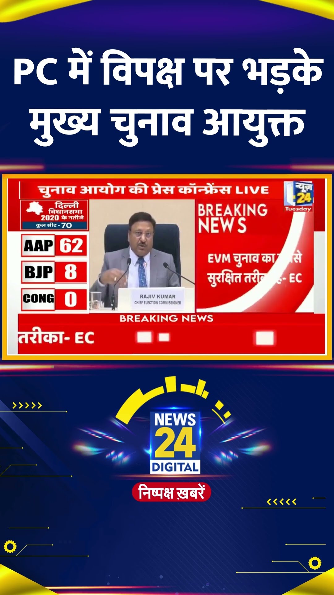 PC में विपक्ष पर भड़के Election Commission के Chief Rajiv Kumar