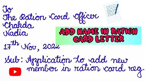 Application to add new name in ration card| Addition of new member in ration card letter
