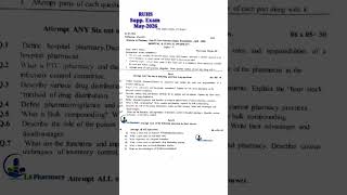 Hospital and Clinical pharmacy Supp. exam 2026 D Pharma 2nd Year | RUHS | Paper supp. #exam #paper