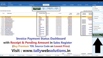 (Buy TDL Source Code Rs 1080) Payment Status Dashboard with Receipt Pending Amount in Sales Register