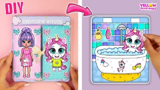 New paper Unicorn dollhouse | Bedroom, Bathroom, Playroom | Printable Paper Crafts